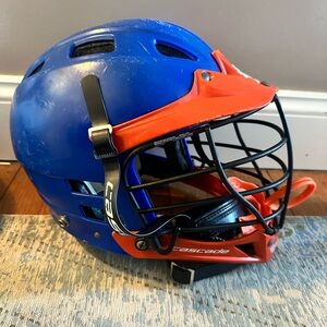 Cascade Lacrosse Helmet in Blue and Orange